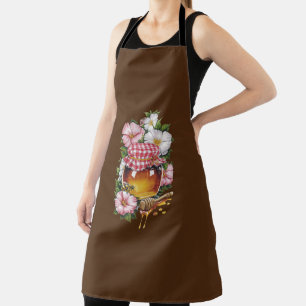 Vintage Water colour Honey Jar Flowers nostalgia  Apron