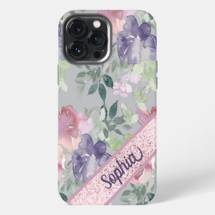 Vintage Water Colour Pink Flower iPhone 13 Pro Max Case