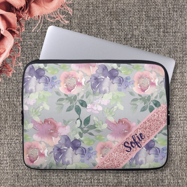 Vintage Water Colour Pink Flower Laptop Sleeve (Creator Uploaded)
