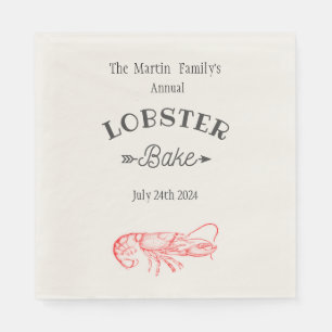 Vintage  water colour - red lobster napkin