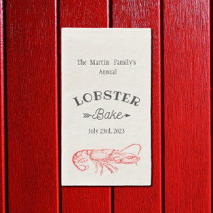 Vintage  water colour - red lobster  napkin