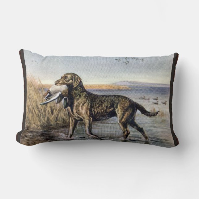 Vintage Water Dog Lumbar Pillow (Front)