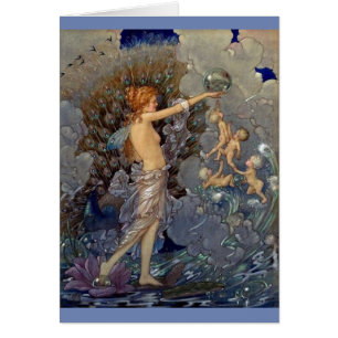 Vintage - Water Fairy Plays with Babies,