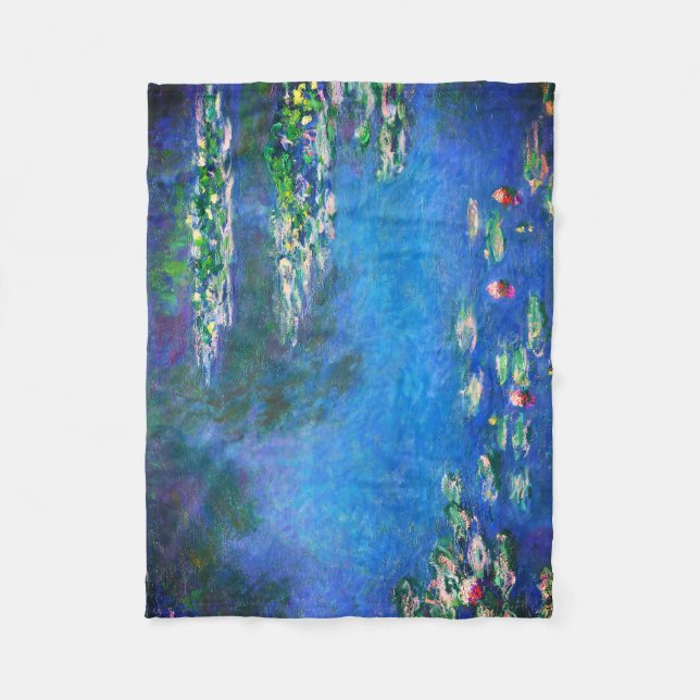 Vintage Water Lilies by Claude Monet Fleece Blanket (Front)
