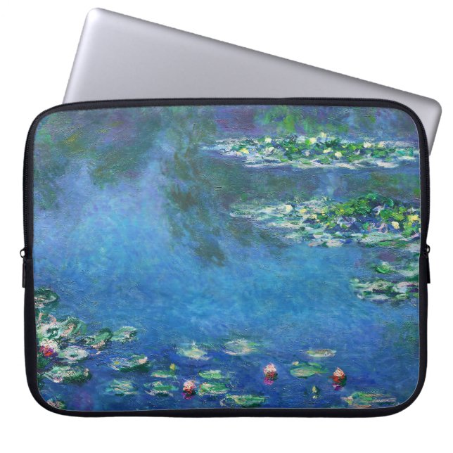 Vintage Water Lilies by Claude Monet Laptop Sleeve (Front)