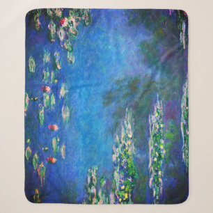 Vintage Water Lilies by Claude Monet Sherpa Blanket