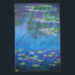 Vintage Water Lilies by Claude Monet Tea Towel<br><div class="desc">Vintage Water Lilies by Claude Monet Postcard. Beautiful oil on canvas painting of a pond with water lilies in Giverny France.</div>