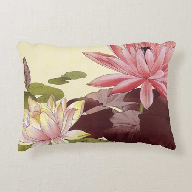 Vintage Water Lilies Decorative Cushion (Front)