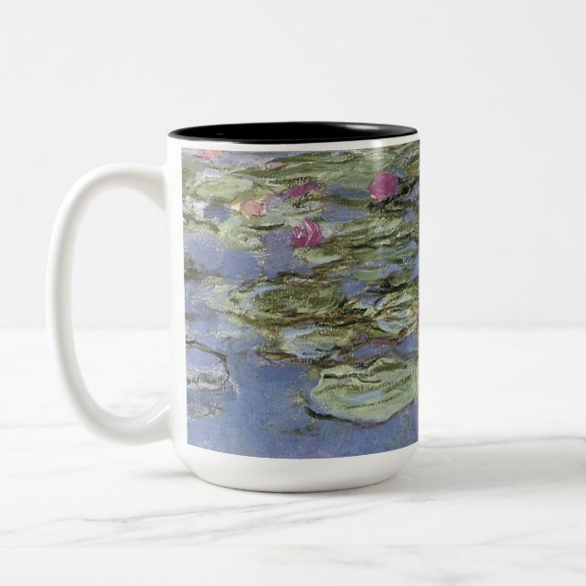 Vintage Water Lilies Two-Tone Coffee Mug (Left)
