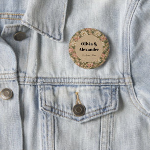 Vintage Water Lotus Botanical Floral Pattern 6 Cm Round Badge