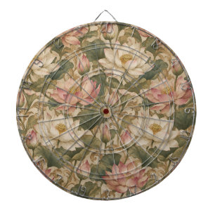 Vintage Water Lotus Botanical Floral Pattern Dartboard