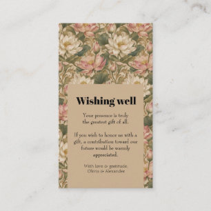 Vintage Water Lotus Botanical Floral Pattern Enclosure Card