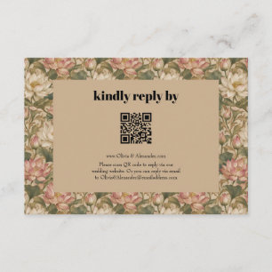 Vintage Water Lotus Botanical Floral Pattern Enclosure Card