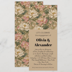 Vintage Water Lotus Botanical Floral Pattern Invitation