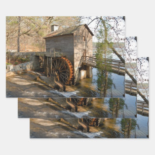 Vintage Water Mill Wrapping Paper Sheet