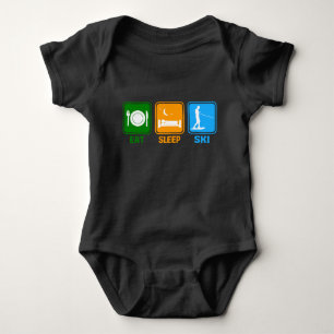 Vintage Water Ski Eat Sleep Baby Bodysuit
