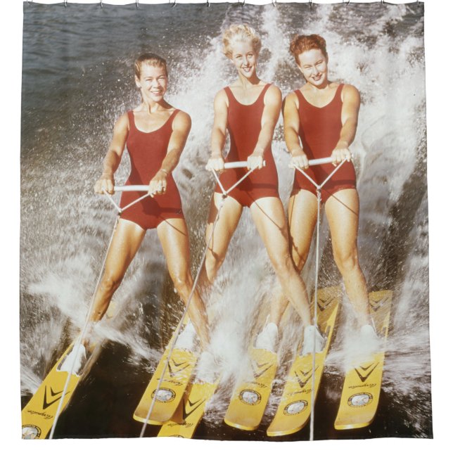 Vintage Water Ski Gals Shower Curtain (Front)