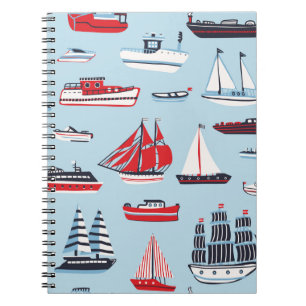 Vintage Water Transport Doodle Pattern Notebook