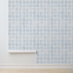 Vintage Watercolor Alice Blue Gingham Pattern Wallpaper