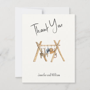 Vintage Watercolor Animal Baby Gym Baby Shower Thank You Card