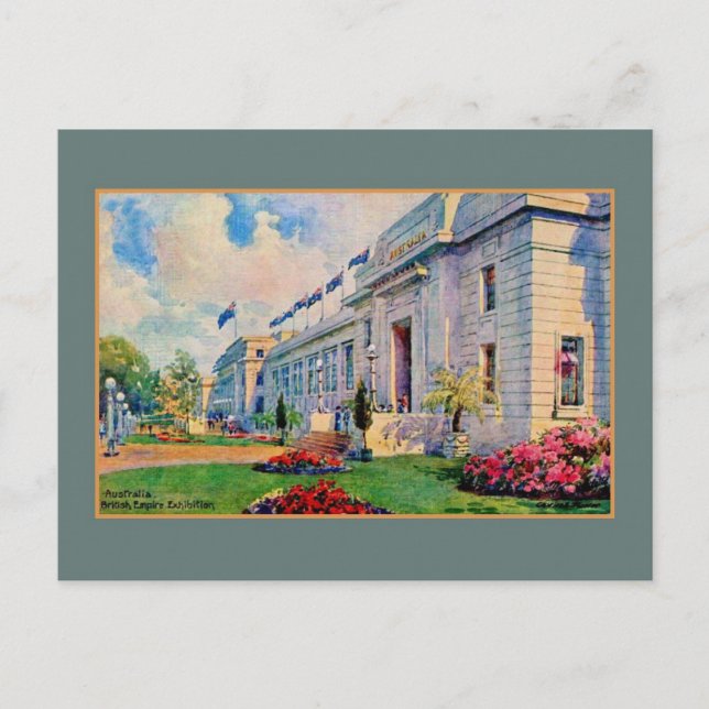 Vintage watercolor Australia British Empire Expo Postcard (Front)