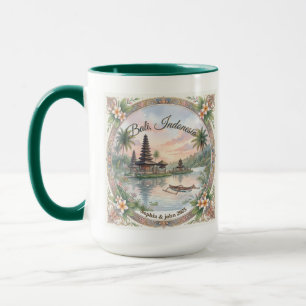 Vintage Watercolor Bali Indonesia Travel Custom Mug