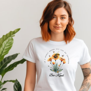 Vintage Watercolor Bee Wildflower Floral Kindness  T-Shirt