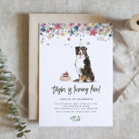 Vintage Watercolor Bernese Mountain Dog Birthday