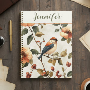 Vintage Watercolor Bird Flowers Planner