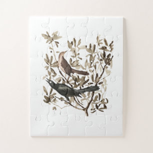 Vintage Watercolor Birds on Branches Decorative Jigsaw Puzzle