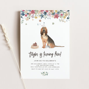 Vintage Watercolor Bloodhound Dog Birthday Party Invitation
