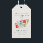 Vintage Watercolor Blue Red Floral Bridal Shower Gift Tags<br><div class="desc">Vintage Watercolor Floral Garden Bridal Shower Gift Tags in Blue and Red</div>