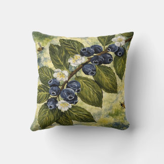 Vintage Watercolor Blueberry Botanical Pillowcase Cushion