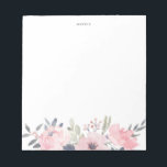 Vintage Watercolor Blush Flowers Notepad<br><div class="desc">Vintage Watercolor Blush Flowers Notepad | An elegant and whimsical notepad featuring watercolor floral frame of pink flowers and greenery. This will be a perfect feminine accent for your office.</div>