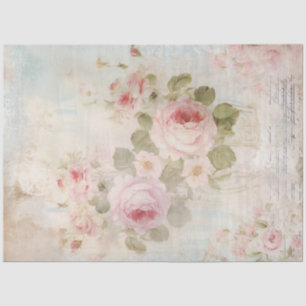 Vintage watercolor blush French roses ephemera Tissue Paper