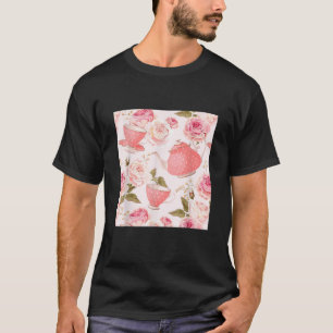Vintage Watercolor Blush Pink Floral Tea Party fun T-Shirt