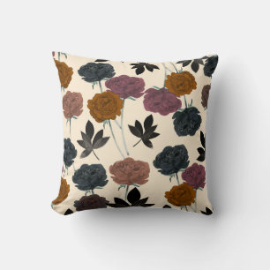 Vintage Watercolor Bold Fall Floral Cushion