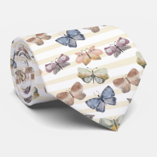 Vintage watercolor butterflies Pattern  Tie