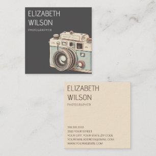 Vintage Watercolor Camera Photographer Square Business Card