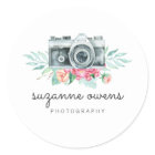 Vintage Watercolor Camera Round Sticker
