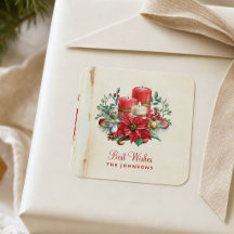 Vintage Watercolor Candles & Poinsettia