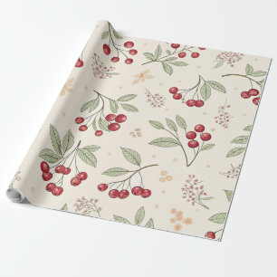Vintage Watercolor Cherry Wrapping Paper