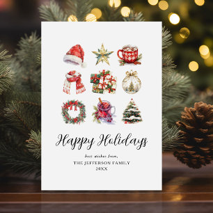 Vintage Watercolor Christmas Holiday Cards