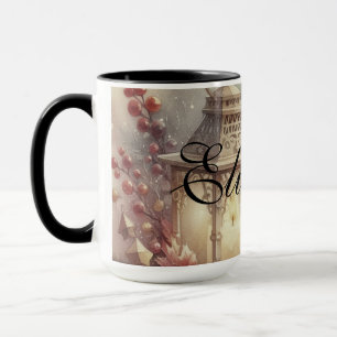 Vintage Watercolor Christmas Lantern and Ornaments Mug