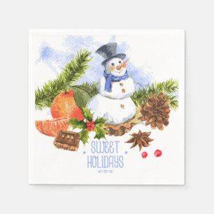 Vintage Watercolor Christmas Napkin