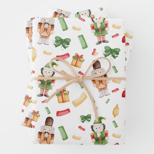 Vintage Watercolor Christmas Nutcrackers Wrapping Paper Sheet