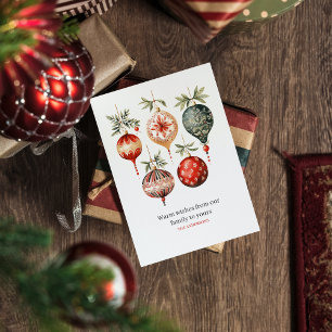 Vintage Watercolor Christmas Ornaments Postcard