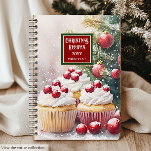Vintage Watercolor Christmas Recipe Logbook Notebook