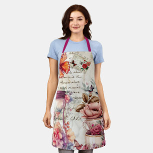 Vintage Watercolor Collage Apron