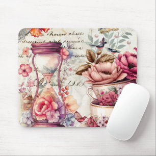 Vintage Watercolor Collage Mouse Mat
